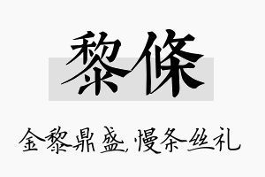 黎条名字的寓意及含义