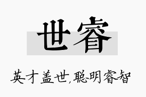 世睿名字的寓意及含义