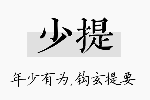 少提名字的寓意及含义