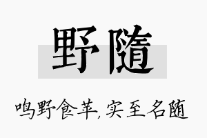 野随名字的寓意及含义