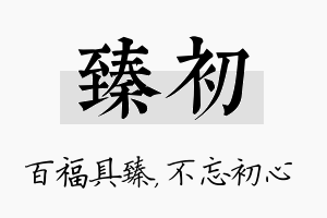 臻初名字的寓意及含义