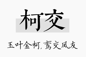 柯交名字的寓意及含义