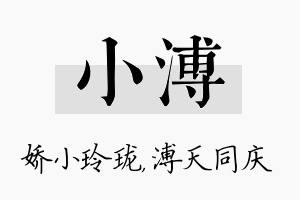 小溥名字的寓意及含义