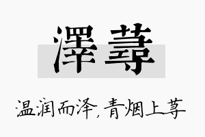 泽荨名字的寓意及含义