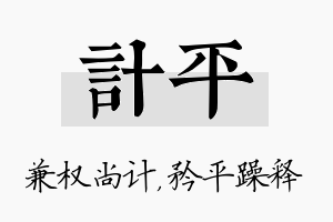 计平名字的寓意及含义