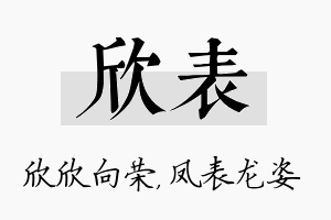 欣表名字的寓意及含义