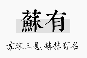 苏有名字的寓意及含义