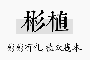 彬植名字的寓意及含义