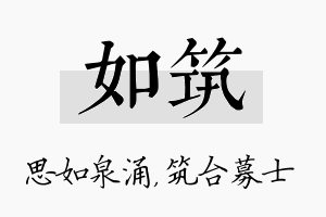 如筑名字的寓意及含义