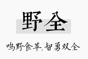 野全名字的寓意及含义