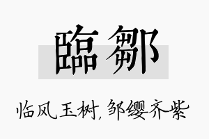 临邹名字的寓意及含义