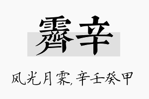 霁辛名字的寓意及含义