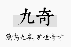 九奇名字的寓意及含义