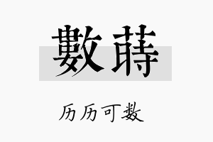 数莳名字的寓意及含义