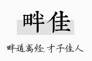 畔佳名字的寓意及含义