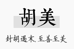 胡美名字的寓意及含义