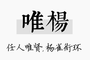 唯杨名字的寓意及含义