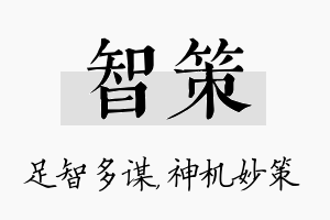 智策名字的寓意及含义