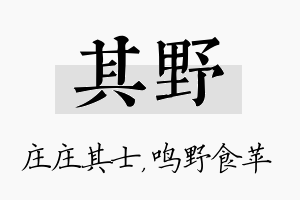 其野名字的寓意及含义