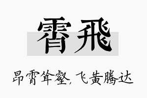 霄飞名字的寓意及含义