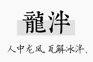 龙泮名字的寓意及含义