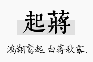 起蒋名字的寓意及含义