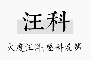 汪科名字的寓意及含义