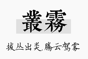 丛雾名字的寓意及含义