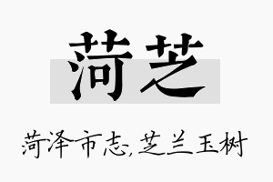 菏芝名字的寓意及含义