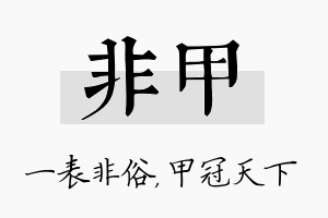 非甲名字的寓意及含义