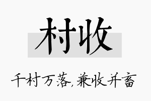 村收名字的寓意及含义