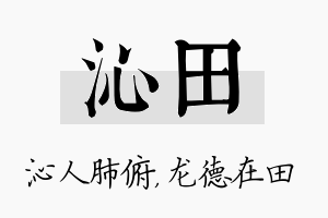 沁田名字的寓意及含义