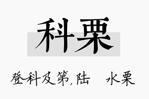 科栗名字的寓意及含义