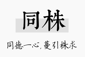 同株名字的寓意及含义