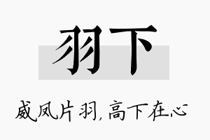 羽下名字的寓意及含义