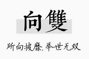 向双名字的寓意及含义