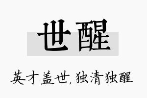 世醒名字的寓意及含义