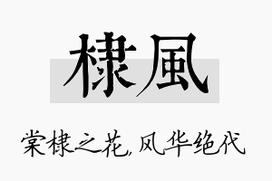 棣风名字的寓意及含义