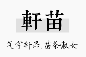 轩苗名字的寓意及含义