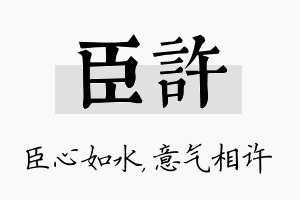 臣许名字的寓意及含义