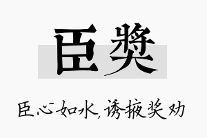 臣奖名字的寓意及含义