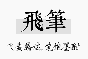 飞笔名字的寓意及含义