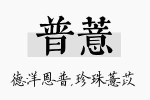 普薏名字的寓意及含义