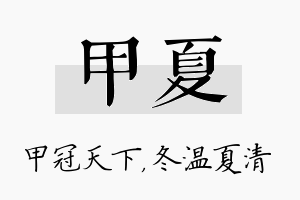 甲夏名字的寓意及含义