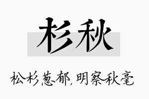 杉秋名字的寓意及含义