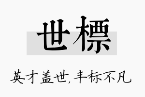 世标名字的寓意及含义