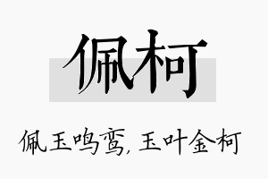 佩柯名字的寓意及含义