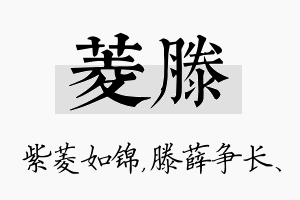 菱滕名字的寓意及含义