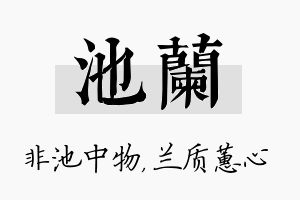 池兰名字的寓意及含义