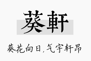 葵轩名字的寓意及含义